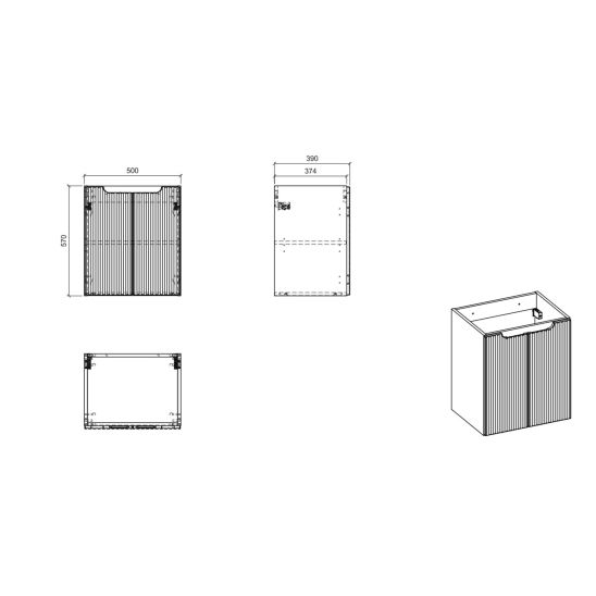 Set Kabinett Comad Nova Black NOVA BLACK D2 82-50-2D, Waschbecken Comad Sky 3 SKY 3 50CM DP (E-8099-3-50)