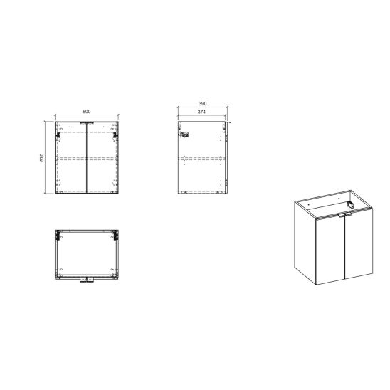 Set Waschbecken Comad Dance White UM2050RBDANCE50DP, Kabinett Comad Nova Oak NOVA OAK A 82-50-2D