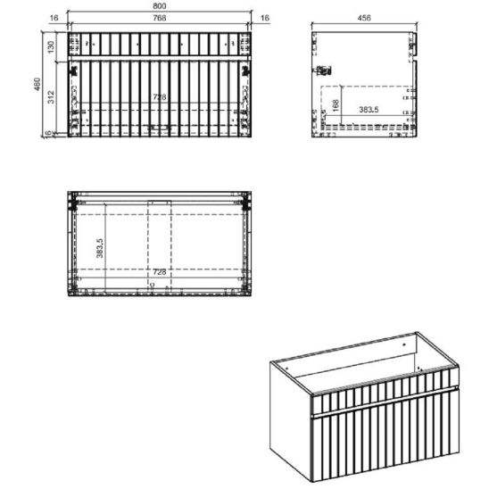 Set Kabinett Comad Iconic Cashmere ICONIC CASHMERE 82-80-D-1S, Waschbecken Comad Sky SKY80/DP-8099