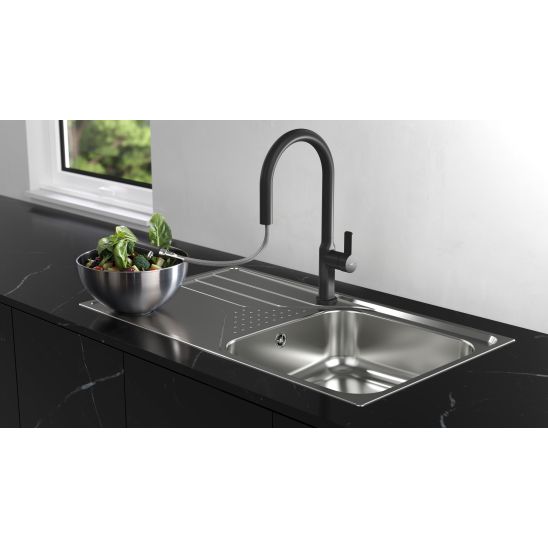 Set Tegranit-Spüle Teka Square 115230025, Küchenarmatur Teka Oval 116020015