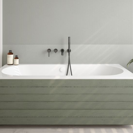 Set Rechteckige Badewanne Oltens Lykke 10013000, Badewannensiphon Oltens Oster 03001100