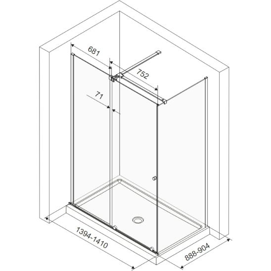 Set Montagesatz Excellent Ortigo KAEX.5012.1014.GL, Duschtüren Excellent Ortigo KAEX.5007.01.1400.LP1/2, KAEX.5007.01.1400.LP2/2, KAEX.5022900, KAEX.5022.GL