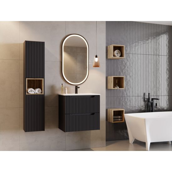 Set Kabinett Comad Nova Oak NOVA OAK A 82-80-2S, Waschbecken Comad Dance White CFP-8009DANCE80DP