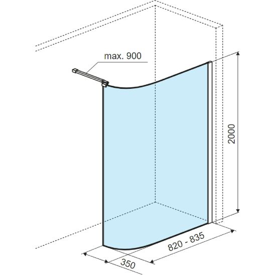Set Begehbare Duschwand Excellent Vidoq KAEX.1507.830.LP.GL, Begehbare Duschwand Excellent Vidoq KAEX.1506.1000.LP.GL