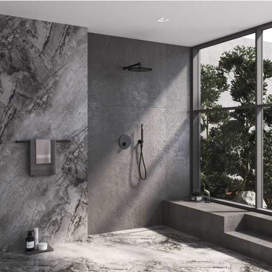 Set Badewannen- und Duscharmatur Kronenbach Smart Push 19044003SM, Kopfbrause Kronenbach Spa KBMBBPRBOR250-2-BL, 01900190KBN, 28276000KBSM, 28628002SMKB, 27500001 KB