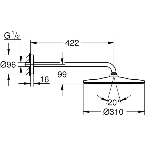 Set Kopfbrause mit Brausearm Grohe Rainshower 26558GN0, Badewannen- und Duscharmatur Grohe Essence 24058GN1, 26658GN0, 27400GN0, 28362GL1