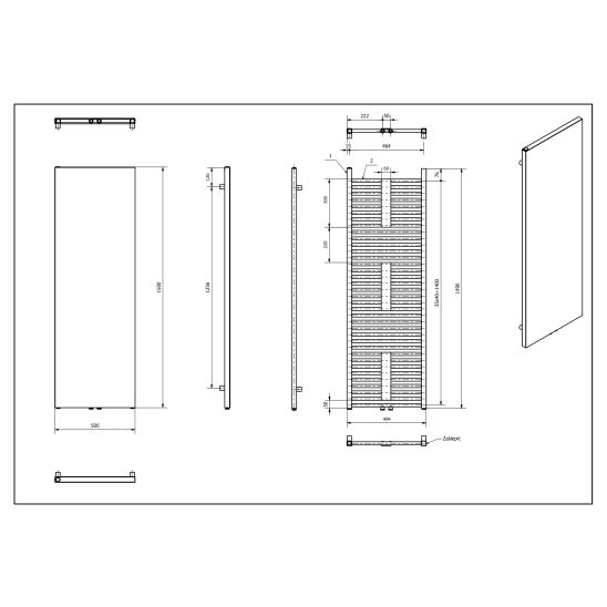 Set Elektrischer Heizkörper Luxrad V-line Elektro VLI15005009005MATERG, Elektro-Heizstab Luxrad GLX GLX600CZ