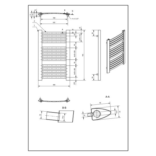 Set Elektrischer Heizkörper Luxrad Kastor Elektro KAST765480S040ERG, Elektro-Heizstab Luxrad GLX GLX200CZ