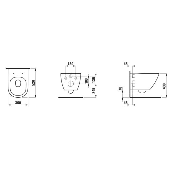 Set WC-Becken mit Absenkautomatik-Sitz Laufen Lua H8660820000001, Unterputzrahmen Laufen Ineo H9201140000001