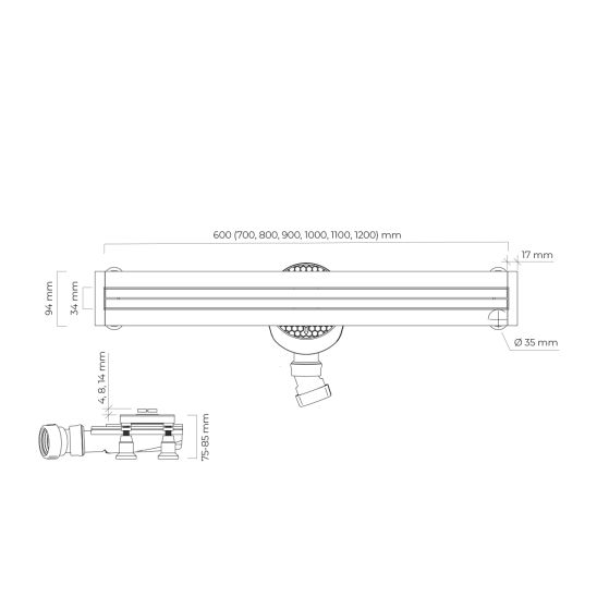 Set Abdeckung Linienablauf Oltens Langan Slim 30017800, Linearer Ablaufrost Oltens Langan Slim 30013300