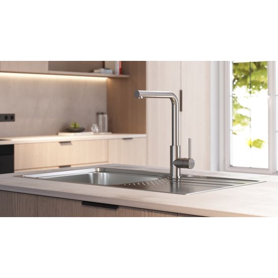 Set Stahlspüle Teka Flexlinea 115000015, Küchenarmatur Teka Uni 116020022