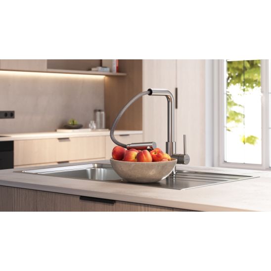 Set Stahlspüle Teka Flexlinea 115000015, Küchenarmatur Teka Uni 116020022