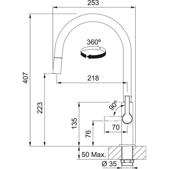 Set Küchenarmatur Franke Maris Slim J Pull-Out 115.0728.389, Flüssigkeitsspender Franke Active SM 119.0547.906