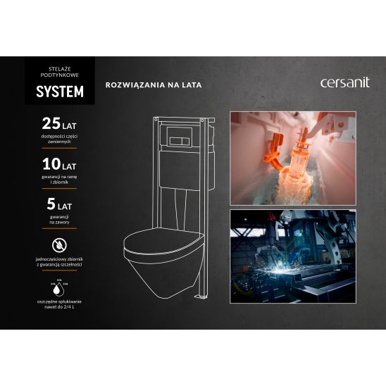 Set WC-Becken mit Absenkautomatik-Sitz Cersanit City K701-104, Verdeckter Rahmen mit Betätigungsplatte Cersanit S701-779