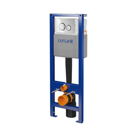 Set WC-Becken mit Absenkautomatik-Sitz Cersanit Zen S701-428, Verdeckter Rahmen mit Betätigungsplatte Cersanit S701-778