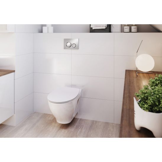 Set WC-Becken mit Absenkautomatik-Sitz Cersanit Zen S701-428, Verdeckter Rahmen mit Betätigungsplatte Cersanit S701-778