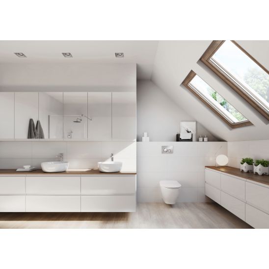 Set WC-Becken mit Absenkautomatik-Sitz Cersanit Zen S701-428, Verdeckter Rahmen mit Betätigungsplatte Cersanit S701-778