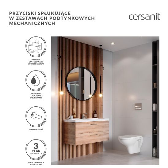 Set WC-Becken mit Absenkautomatik-Sitz Cersanit Zen S701-428, Verdeckter Rahmen mit Betätigungsplatte Cersanit S701-778