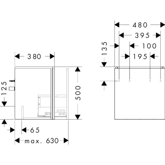 Set Kabinett Hansgrohe Xilesa E 54247550, Waschbecken Hansgrohe Xanuia Q 60131450