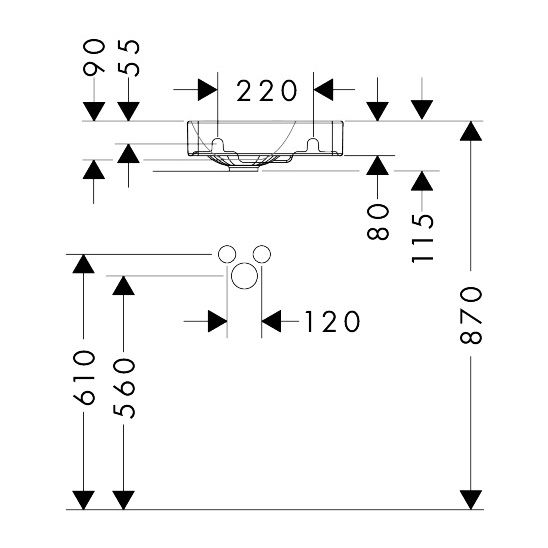 Set Kabinett Hansgrohe Xilesa E 54244780, Waschbecken Hansgrohe Xelu Q 60314450