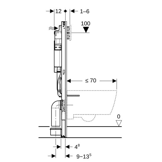 Set WC-Set mit Sitz Geberit Smyle Square 500.683.00.2, Unterputzrahmen Geberit Duofix 111.320.00.6, 111.815.00.1, 156.050.00.1