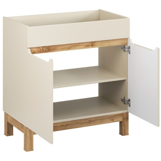 Set Kabinett Comad Bali Cashmere BALI CASHMERE 82-80-46-2D, Naphtha-Arbeitsplatte Comad Adel Oak BLAT UN. 89-80-B WOTAN