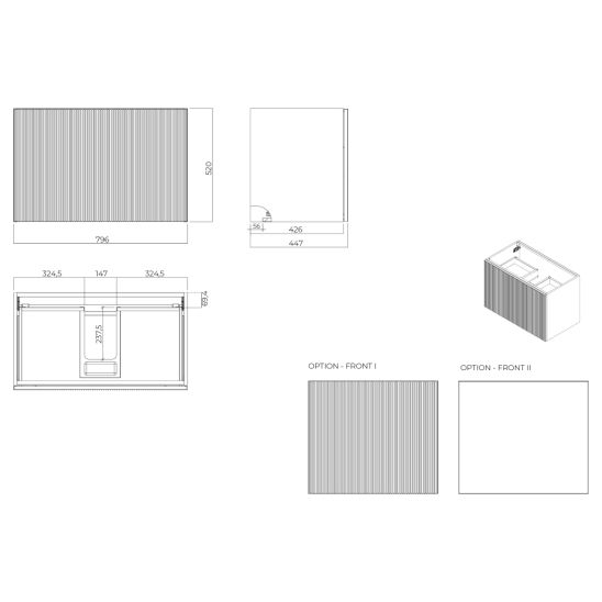Set Unterschrank Oltens Lun 60033900, Naphtha-Arbeitsplatte Oltens Lun 63025900