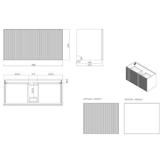 Set Unterschrank Oltens Lun 60034060, Naphtha-Arbeitsplatte Oltens Lun 63026300