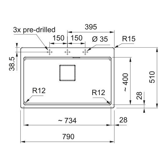 Set Granitspüle Franke Kanon 114.0749.640, Küchenarmatur Franke Lina 115.0626.020