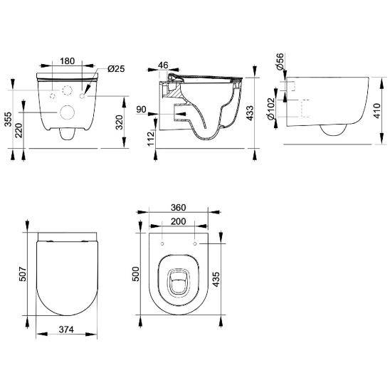 Set WC-Becken Ceramica Dolomite Mirto Round D474901, WC-Sitz Ceramica Dolomite S473301