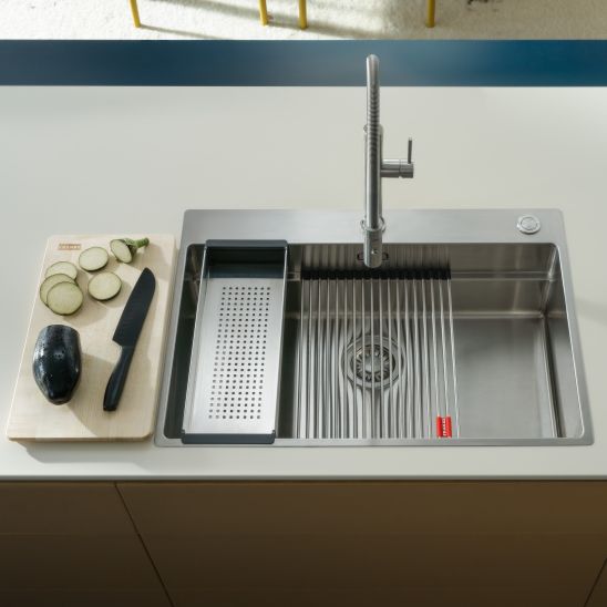 Set Edelstahlspüle Franke Box 127.0749.856, Küchenarmatur Franke Smart Glenda 115.0747.475