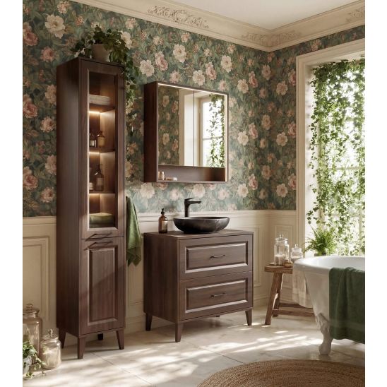 Set Badschrank Comad Dorothy Ristretto DOROTHY RISTRETTO 82-80-46-2S, Waschbecken Comad Mona UN-MONA-MB12, RISTRETTO 89-80-46 M