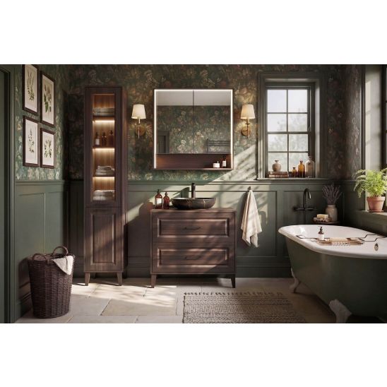 Set Badschrank Comad Dorothy Ristretto DOROTHY RISTRETTO 82-60-46-2S, Waschtischplatte Comad Dorothy Ristretto RISTRETTO 89-60-46 M