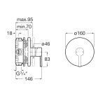 Set Kopfbrause Roca Rainsense A5B3950CN0, Duschbatterie Roca Naia Black A5A2B96CN0, A525869403, A5B0250CN0
