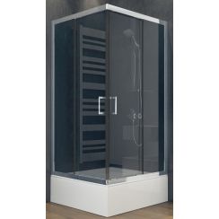 Besco Modern 165 Dusche 80x80 cm quadratisch chrom Glanz/Graphitglas MK-80-165-G