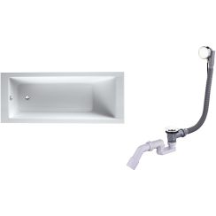 Set Rechteckige Badewanne Oltens Langfoss 10001000, Badewannensiphon Oltens Oster 03001100