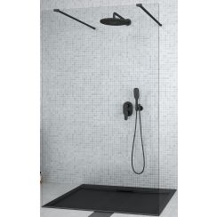 Besco Aveo Duschwand 140 cm schwarz Matte/durchsichtiges Glas ADB-140-195C