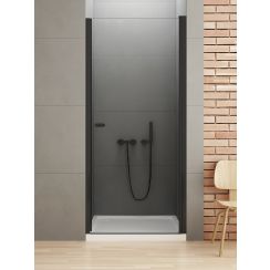 New Trendy New Soleo Black Duschtüren 90 cm aufklappbar schwarz Matte/durchsichtiges Glas D-0211A