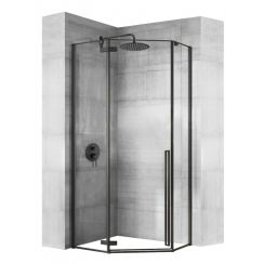 Rea Diamond Dusche 100x100 cm schwarz seidenmatt/durchsichtiges Glas REA-K5623