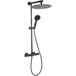 Ferro Trevi Duschset Wandmontage mit Thermostat mit Regenbrause schwarz NP75-TRV7U-BL