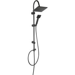 Ferro Squerto Duschset Wandmontage mit Regenbrause schwarz NP22-BL