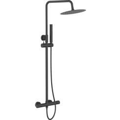 Laveo Pretto Duschset Wandmontage mit Regenbrause schwarz PLP70OB