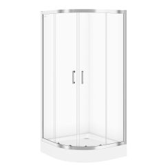 Cersanit Basic Kabine mit Duschwanne 90x90 cm halbrund chrom Glanz/durchsichtiges Glas S601-118