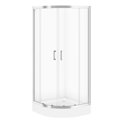 Cersanit Basic Kabine mit Duschwanne 80x80 cm halbrund chrom Glanz/durchsichtiges Glas S601-117