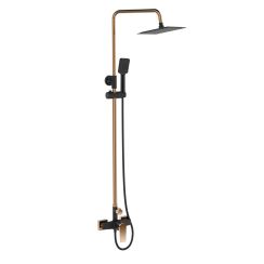 Invena Midnight Duschset Wandmontage mit Regenbrause schwarz-gold AU-35-D14