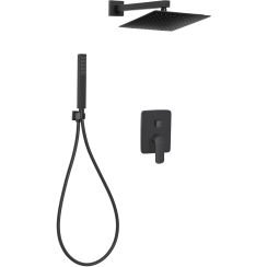 Invena Siros Duschset Unterputz mit Regenbrause schwarz BS-90-010