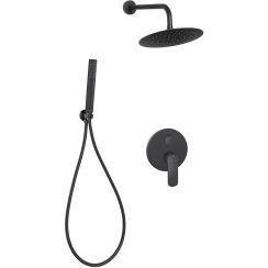 Invena Siros Duschset Unterputz mit Regenbrause schwarz BS-90-012