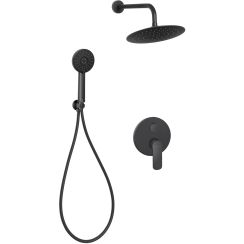 Invena Siros Duschset Unterputz mit Regenbrause schwarz BS-90-013