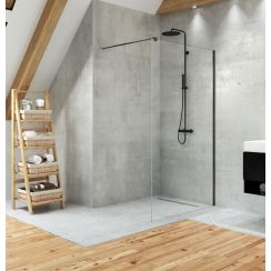 New Trendy Velio Black Duschwand 120 cm schwarz Matte/durchsichtiges Glas D-0145B