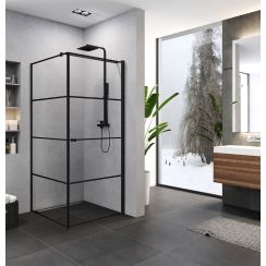 New Trendy Superia Black Dusche 90x90 cm quadratisch schwarz Matte/Glas mit Muster K-0596